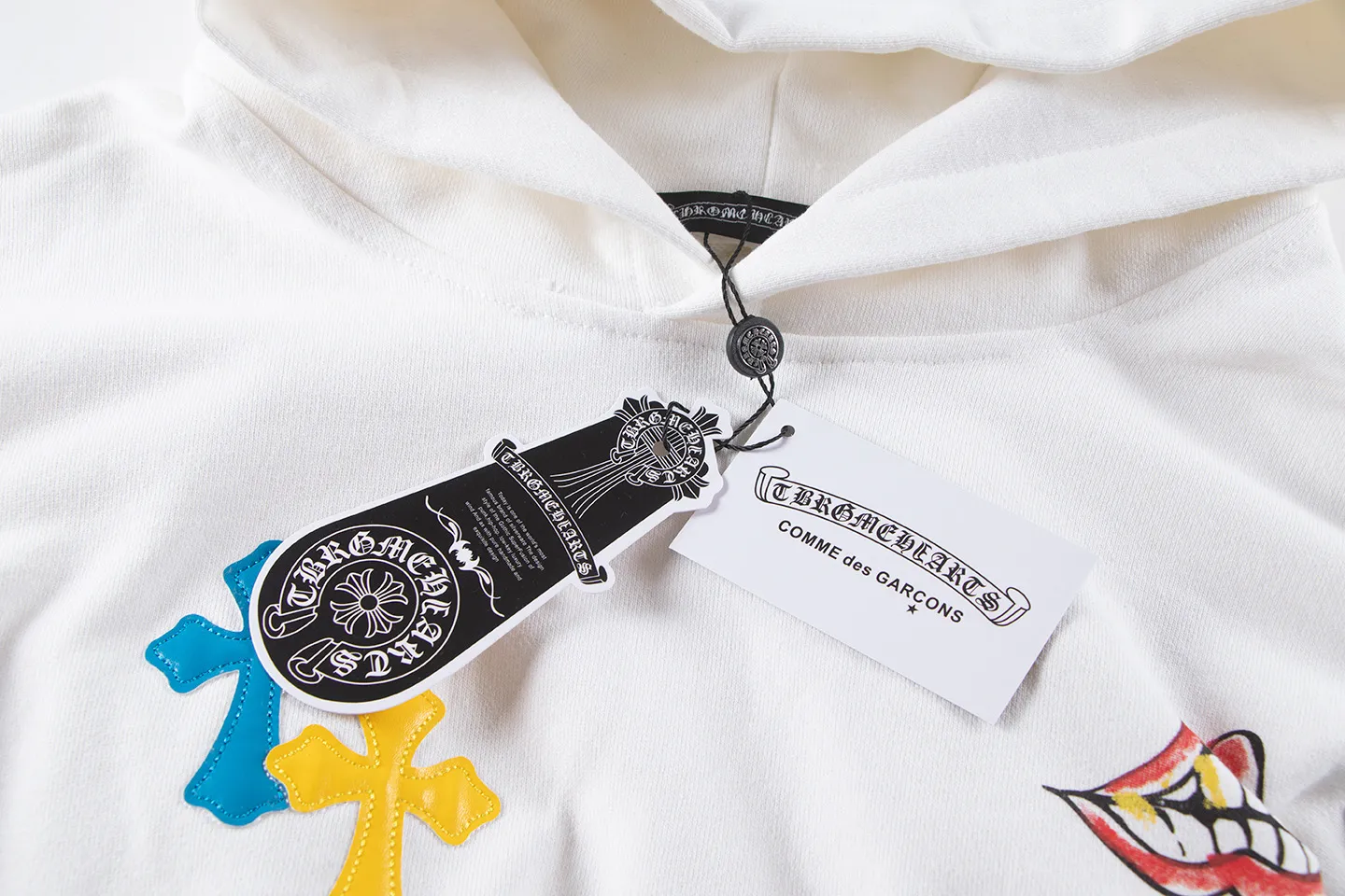 P310 Chrome Hearts Chrome Hearts Dopamine Leather Label Cross Sweatshirt Size: SMLXL Color: White